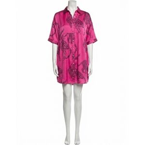 NEW ENTRO satin cheetah print mini dress in hot pink